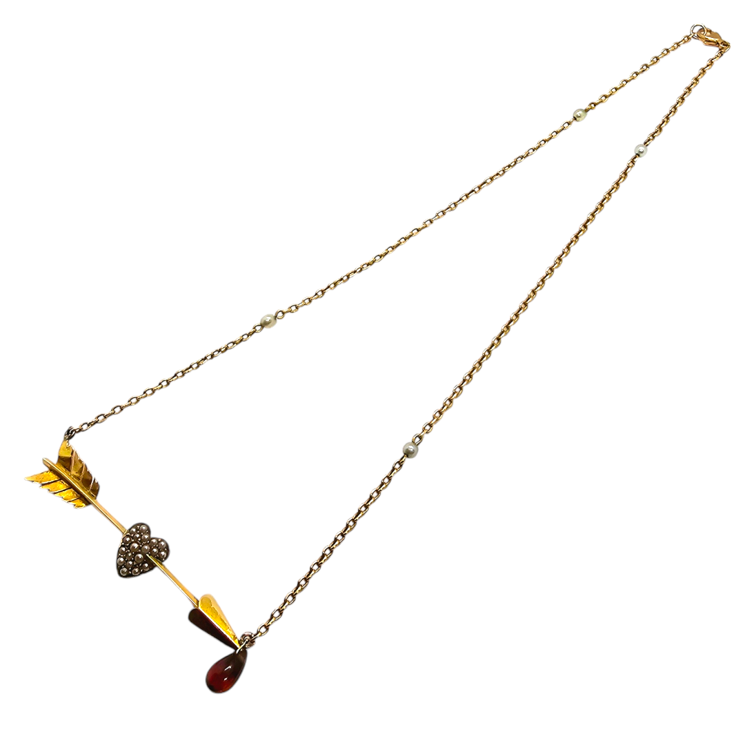 Preowned Bespoke Vintage Arrow Necklace Yellow and rose gold ct gold