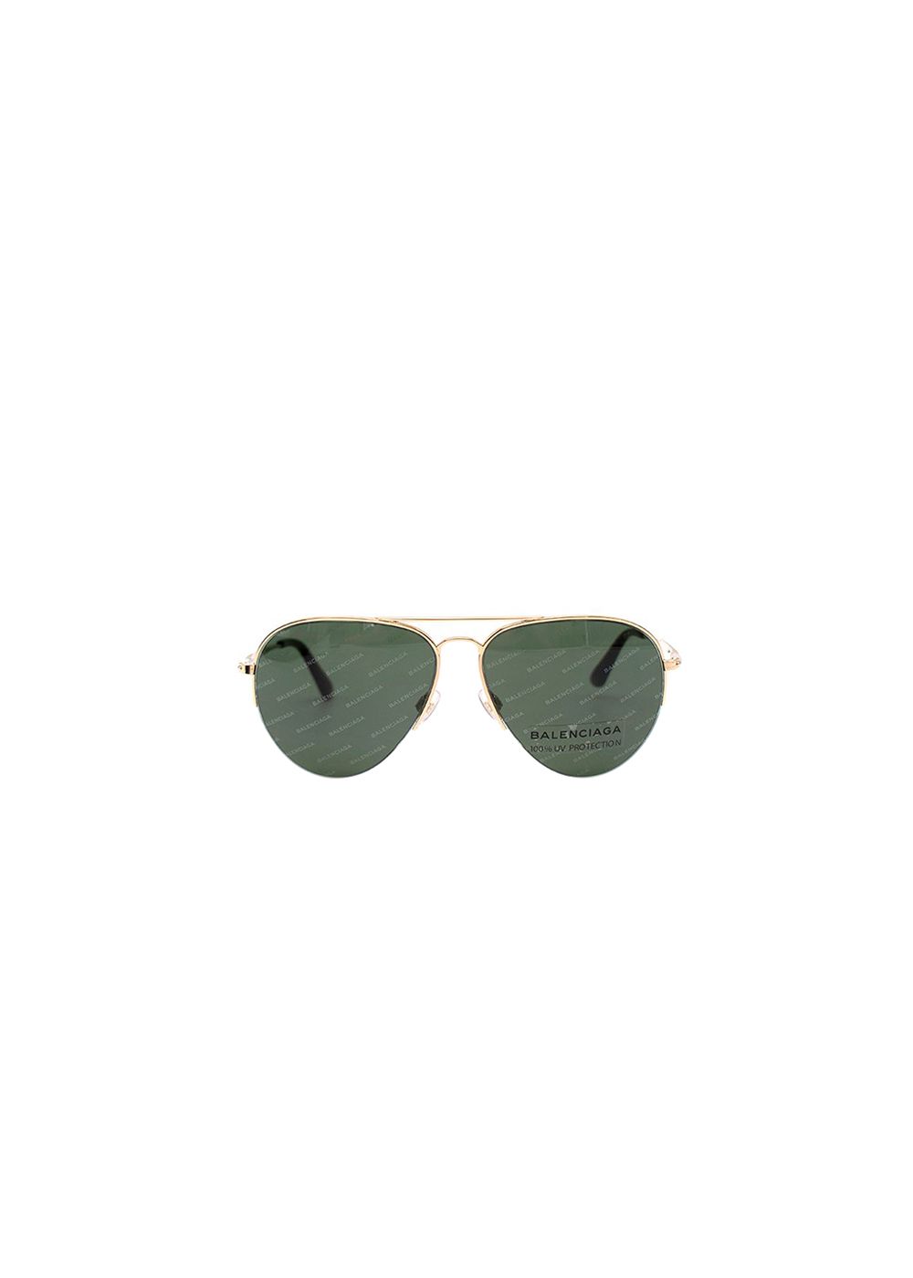 Balenciaga Gold-tone metal logo lens Aviator sunglasses Gold