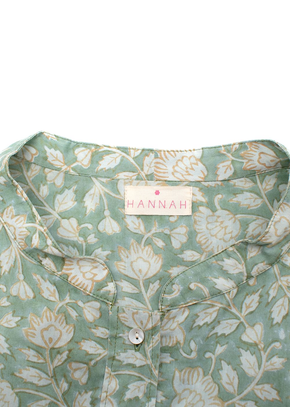 Preowned Hannah Green Floral Cotton Shirt Dress