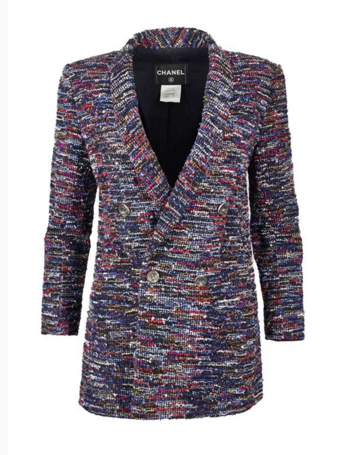 Preowned Chanel Multicoloured Single Breasted Tweed Blazer Size S multi