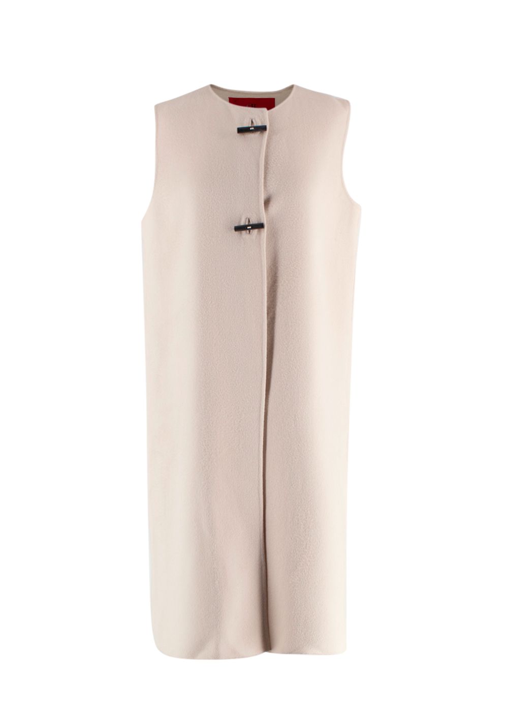 Preowned Carolina Herrera Beige Sleeveless Longline Wool Gilet Size S