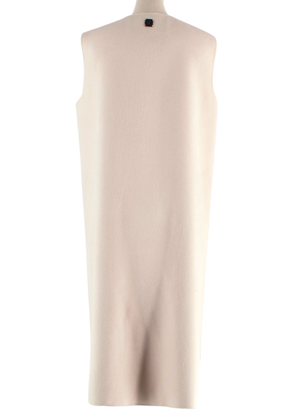 Preowned Carolina Herrera Beige Sleeveless Longline Wool Gilet Size S