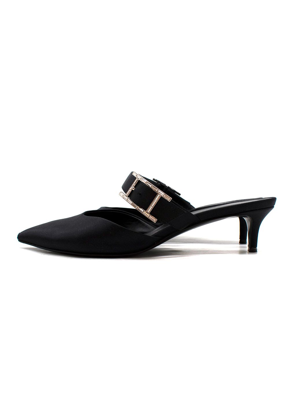 Hermes Black Satin Blink Mules Size 385