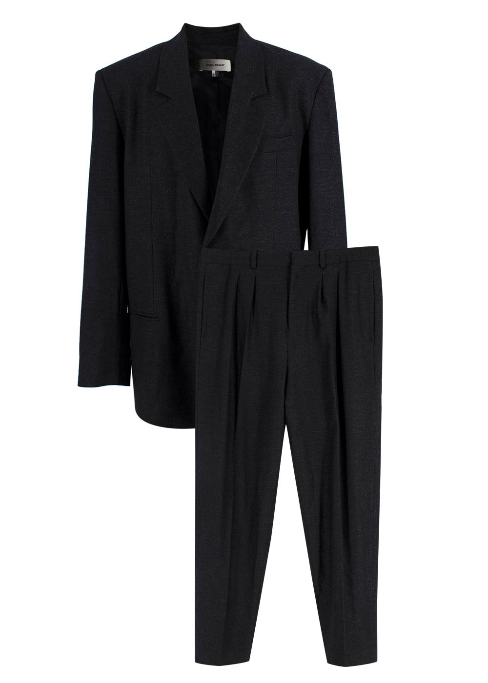 Isabel  Marant Black Wool Blend Niwin Jacket  Nicklen Pants Size XL