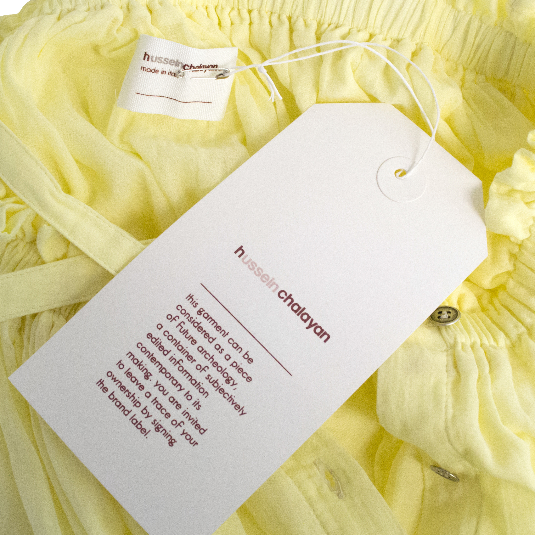 Hussein Chalayan yellow summer dress Size M cotton