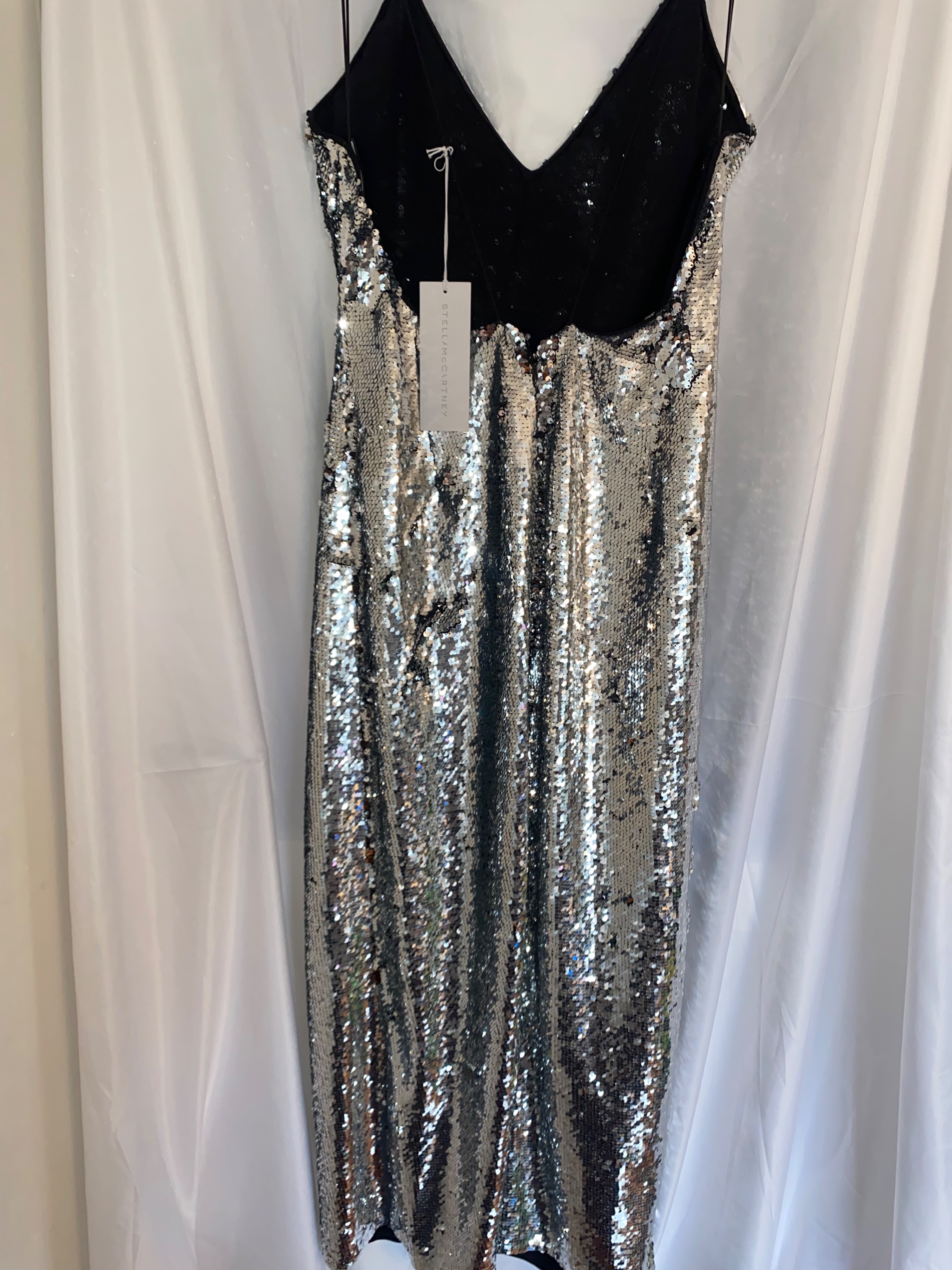 Stella McCartney Silver Sequin Midi Slip Dress Size M