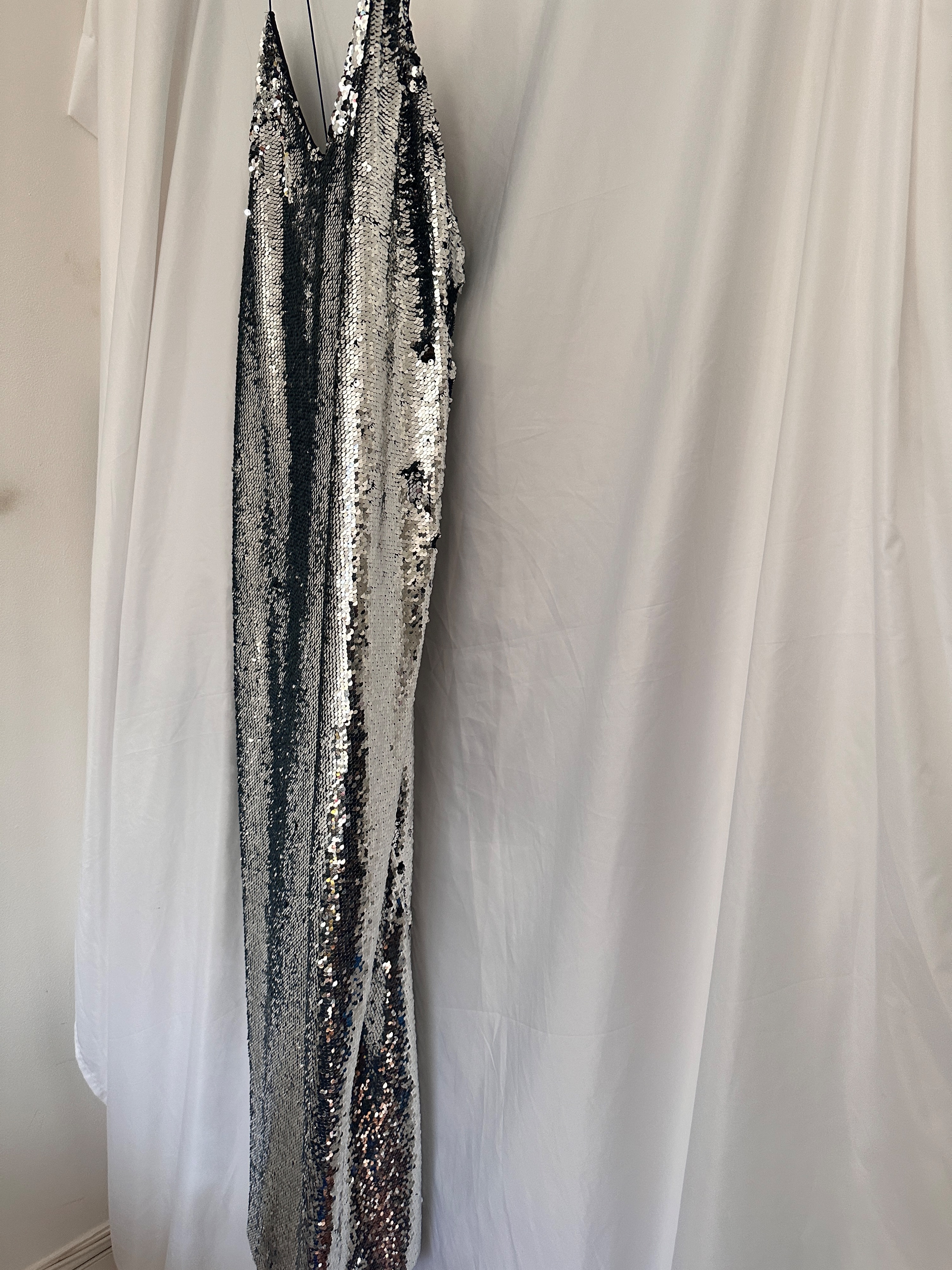 Stella McCartney Silver Sequin Midi Slip Dress Size M