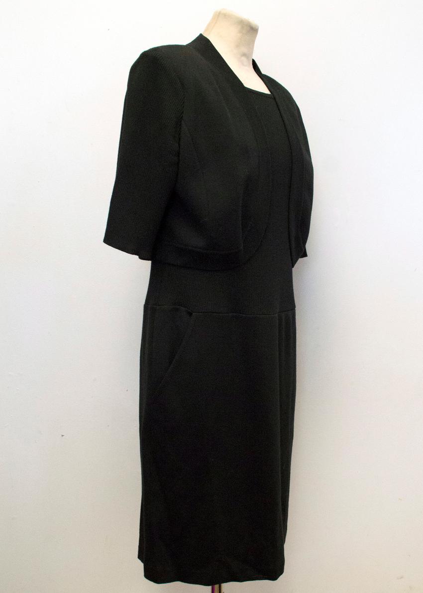 Preowned St John Black Wool Dress  Black Bolero Jacket Size S