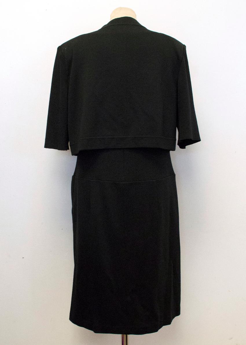 Preowned St John Black Wool Dress  Black Bolero Jacket Size S