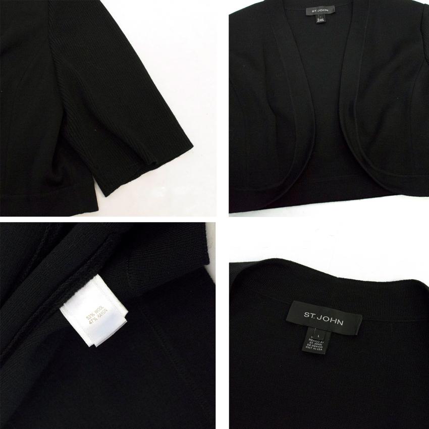 Preowned St John Black Wool Dress  Black Bolero Jacket Size S