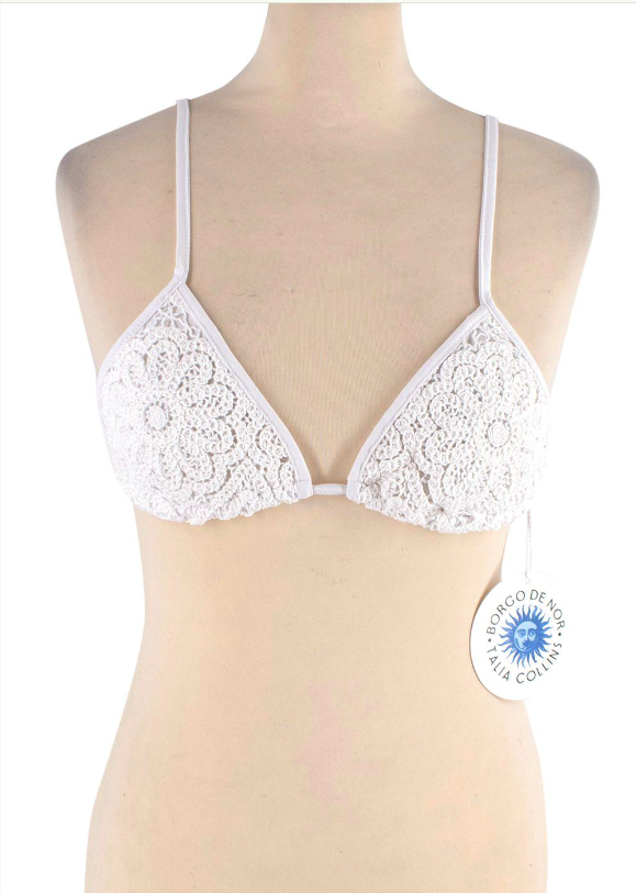 Borgo De Nor White Crochet Divona Tie Bikini Set Size L polyester