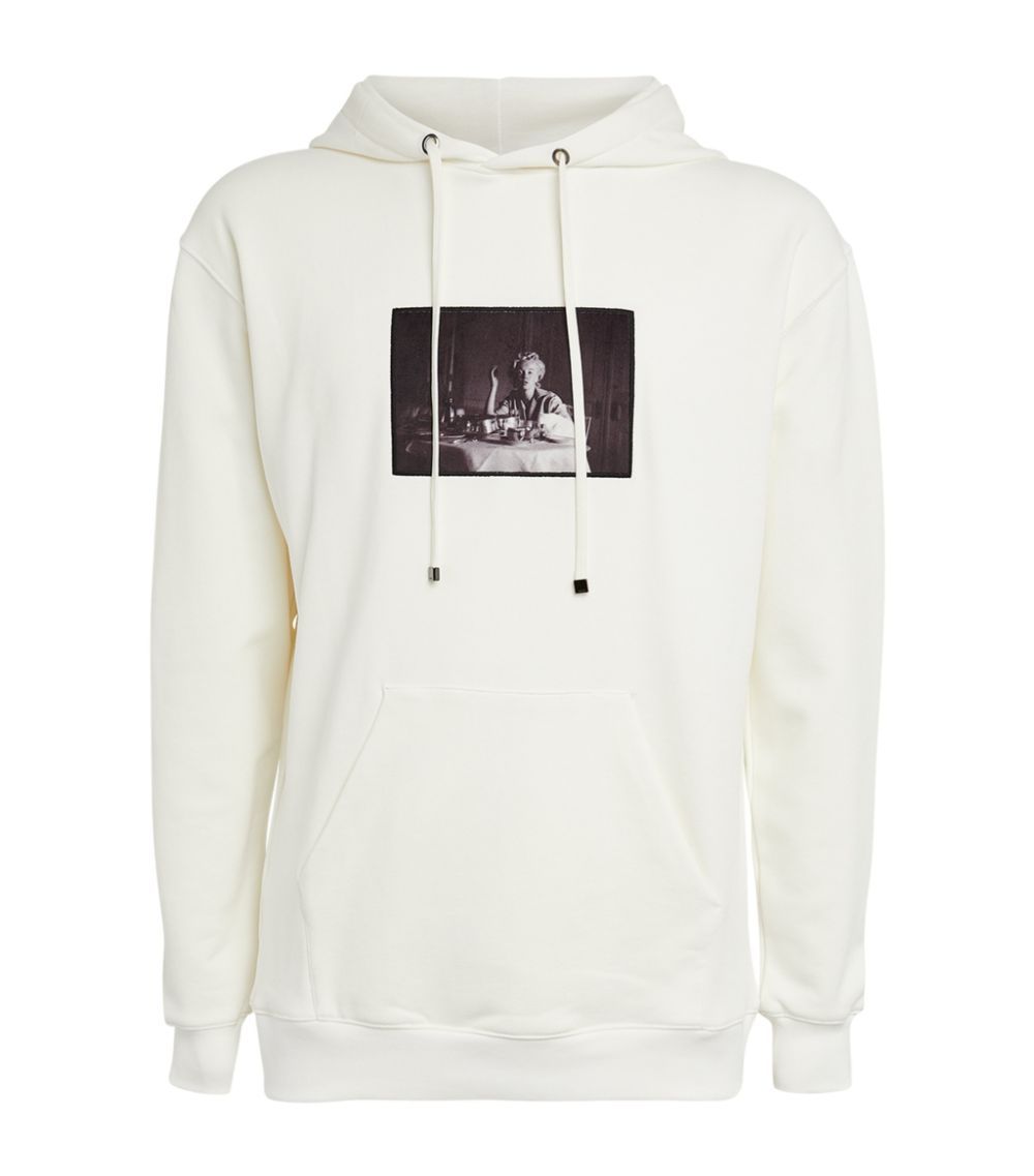 Men's Preowned Limitato Cream Marilyn Monroe Dining Hoodie Size M White cotton