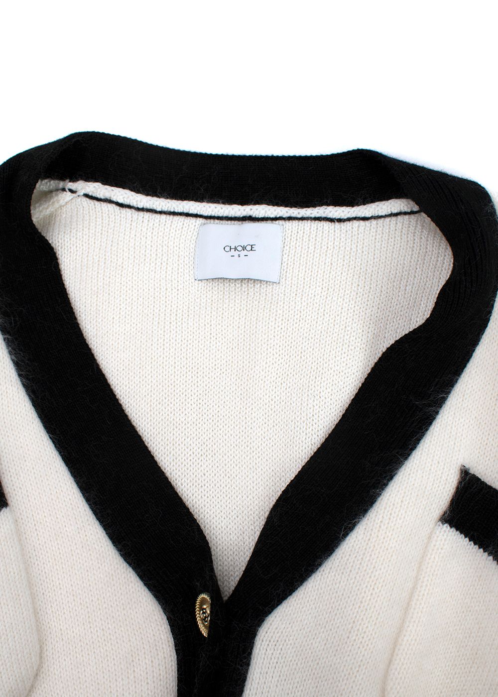 Choice Cream Longline Cashmere-blend Cardigan Size S cream / black cashmere