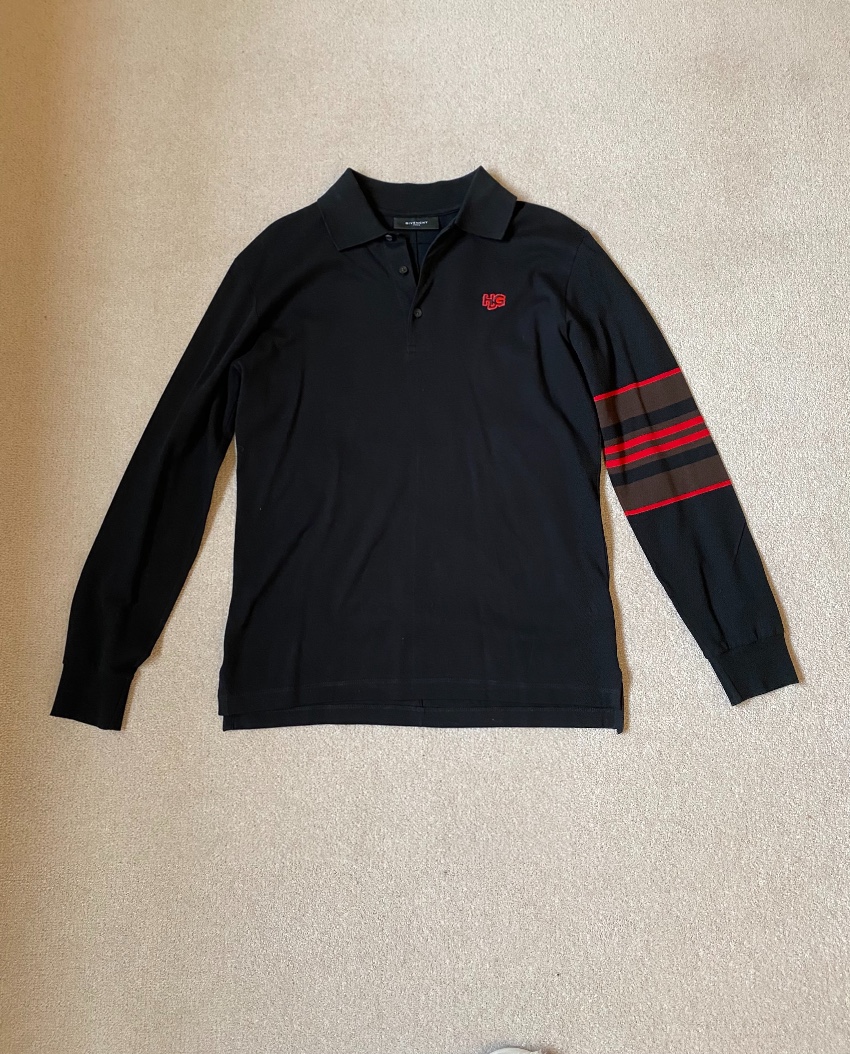 Givenchy Black Embroidered Polo Shirt Size S