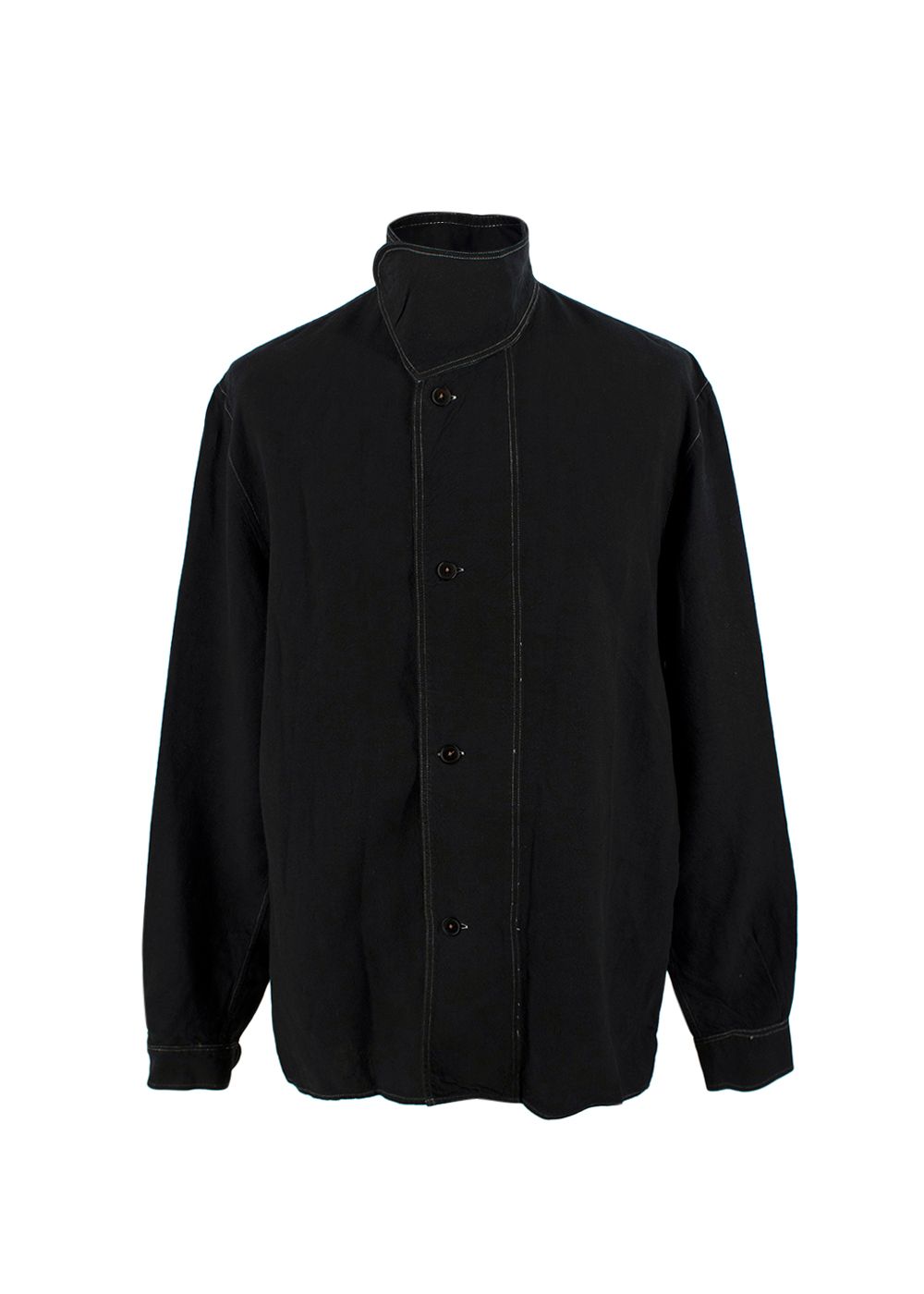 Men's Preowned JW Anderson Black Contrast Stitch Shirt Size M linen