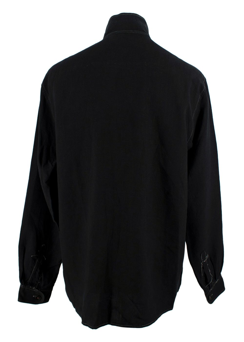 Men's Preowned JW Anderson Black Contrast Stitch Shirt Size M linen