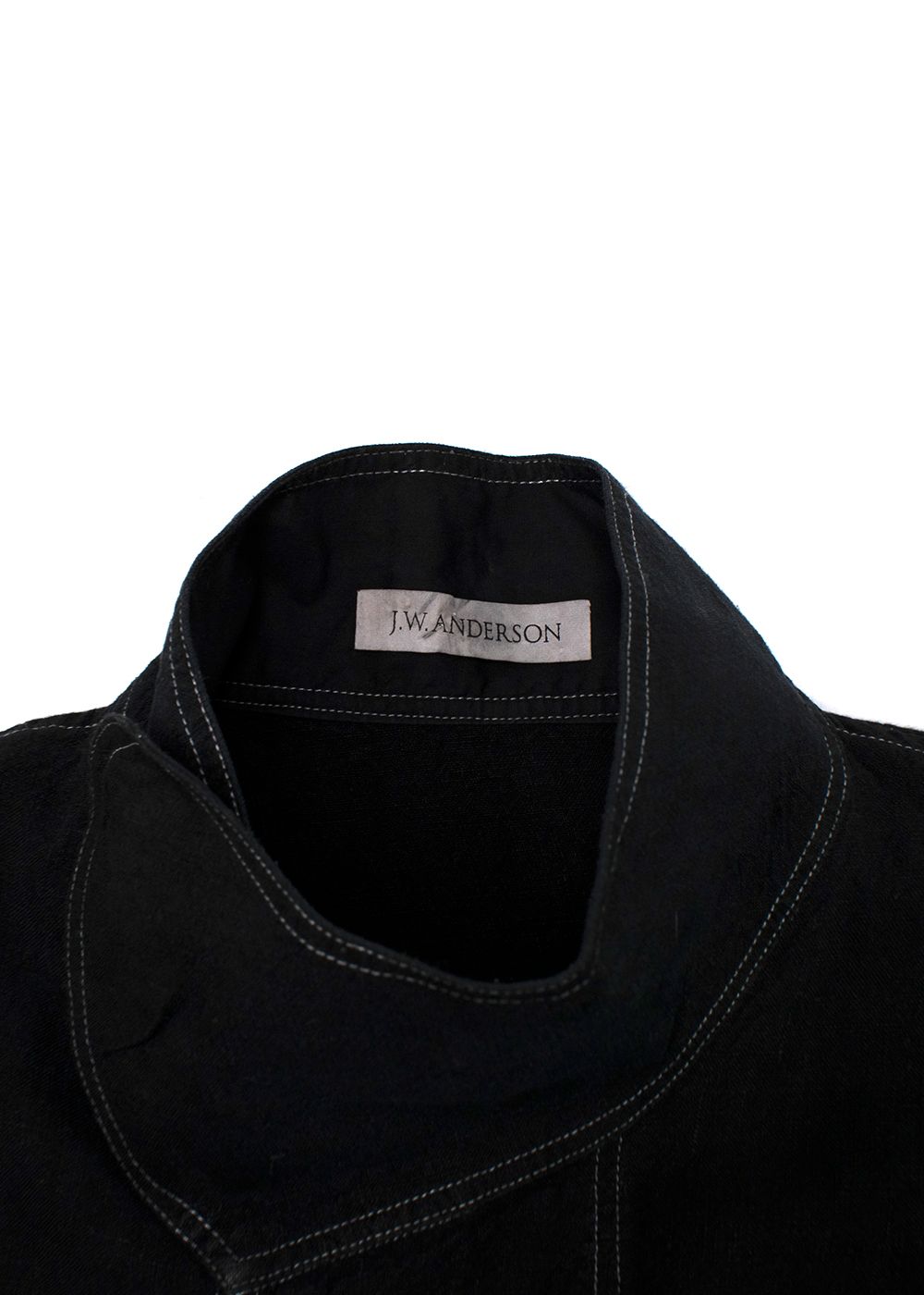 Men's Preowned JW Anderson Black Contrast Stitch Shirt Size M linen