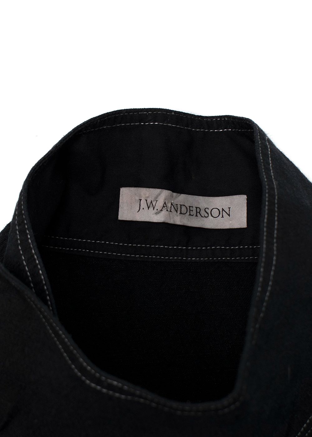 Men's Preowned JW Anderson Black Contrast Stitch Shirt Size M linen