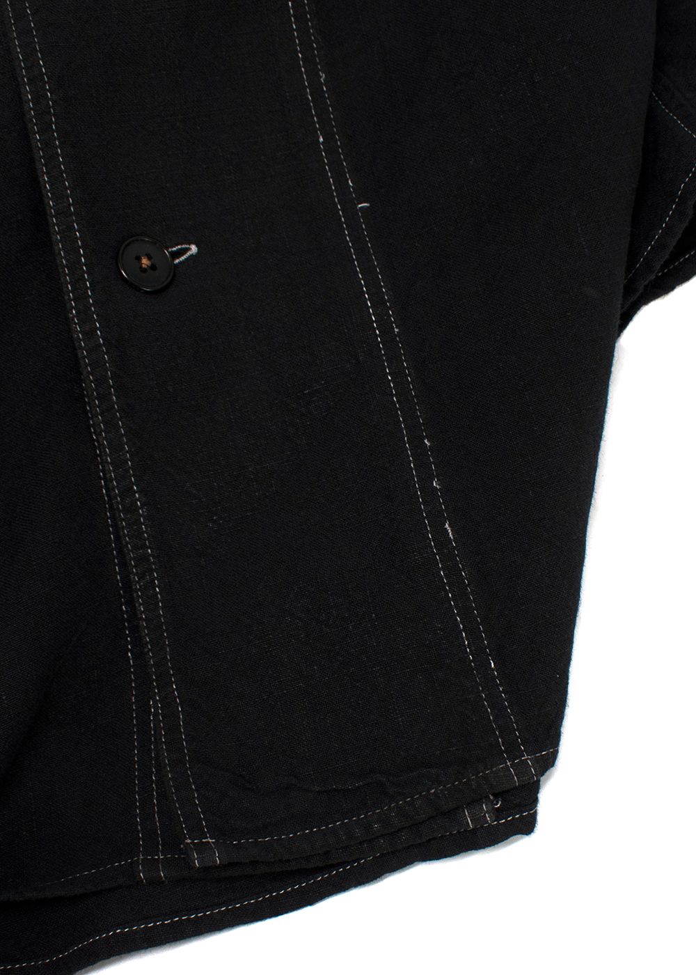 Men's Preowned JW Anderson Black Contrast Stitch Shirt Size M linen