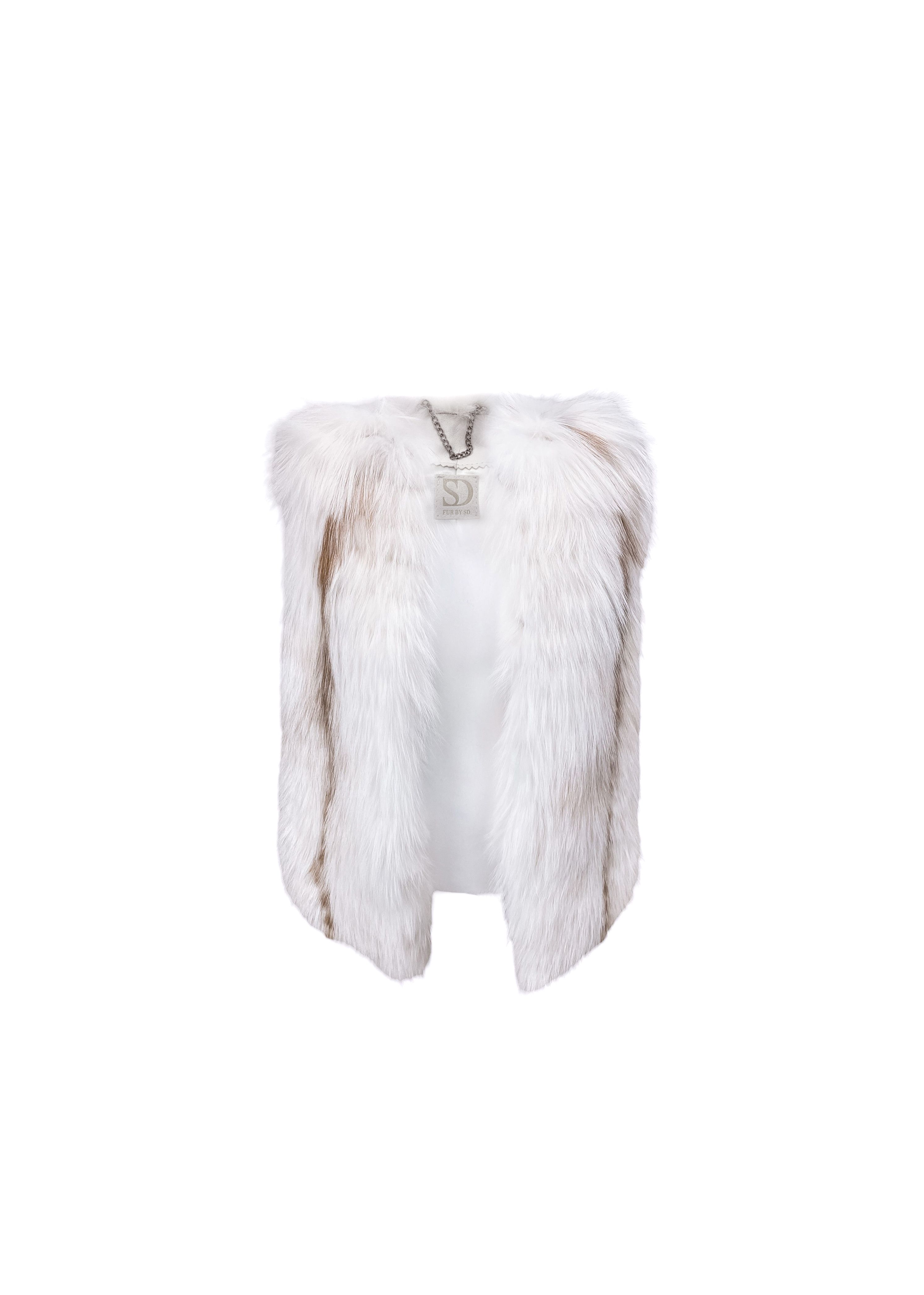 FurbySD White fox fur gilet Size XS Sun Glow white