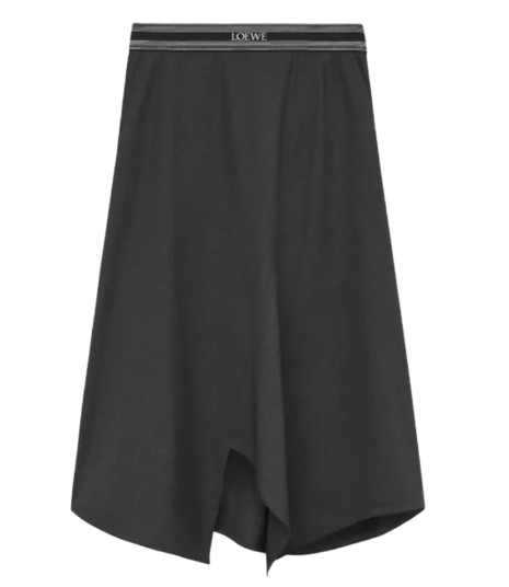 Loewe Black Asymmetric Wool Skirt Size XS Grey