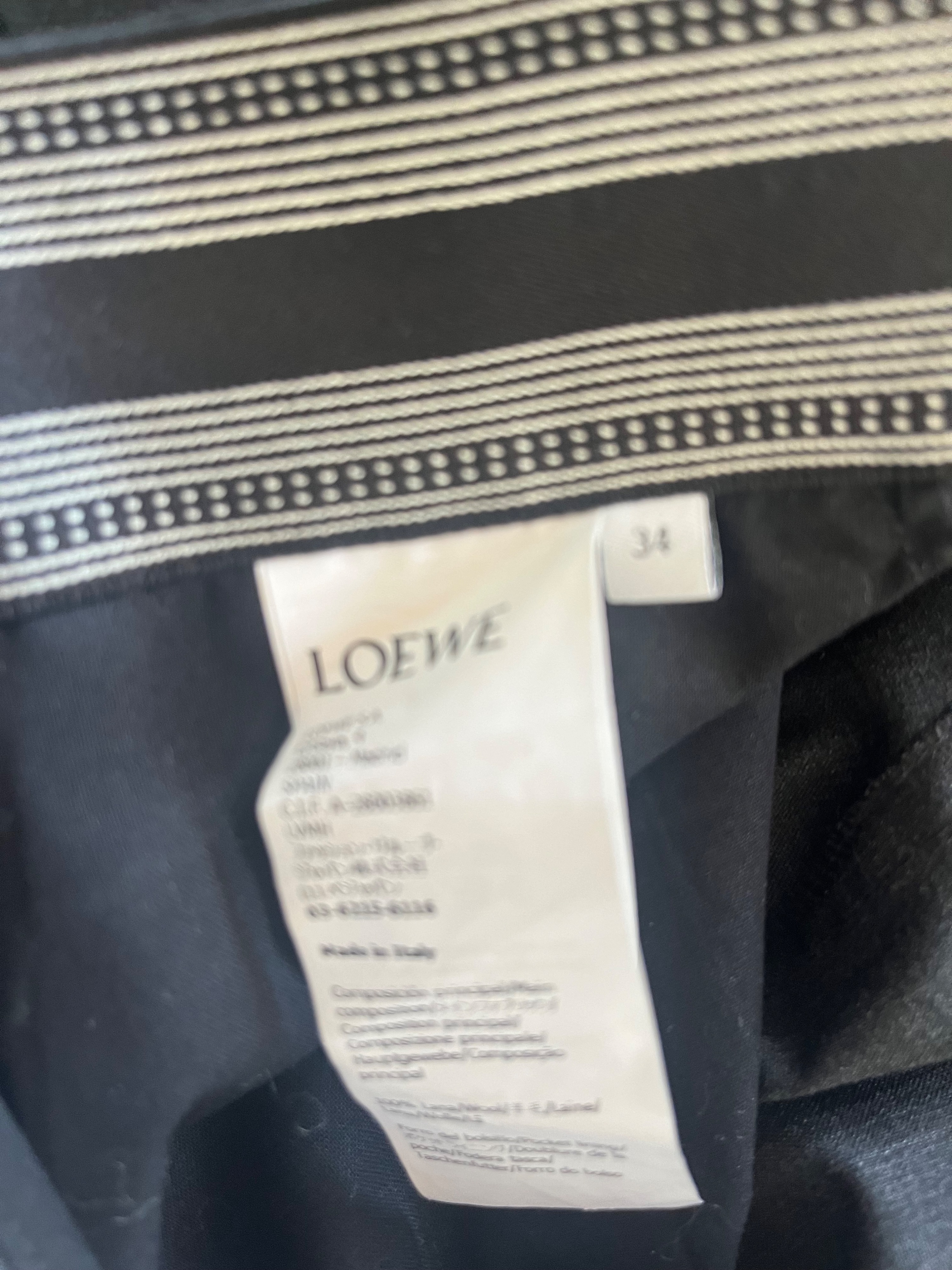 Loewe Black Asymmetric Wool Skirt Size XS Grey