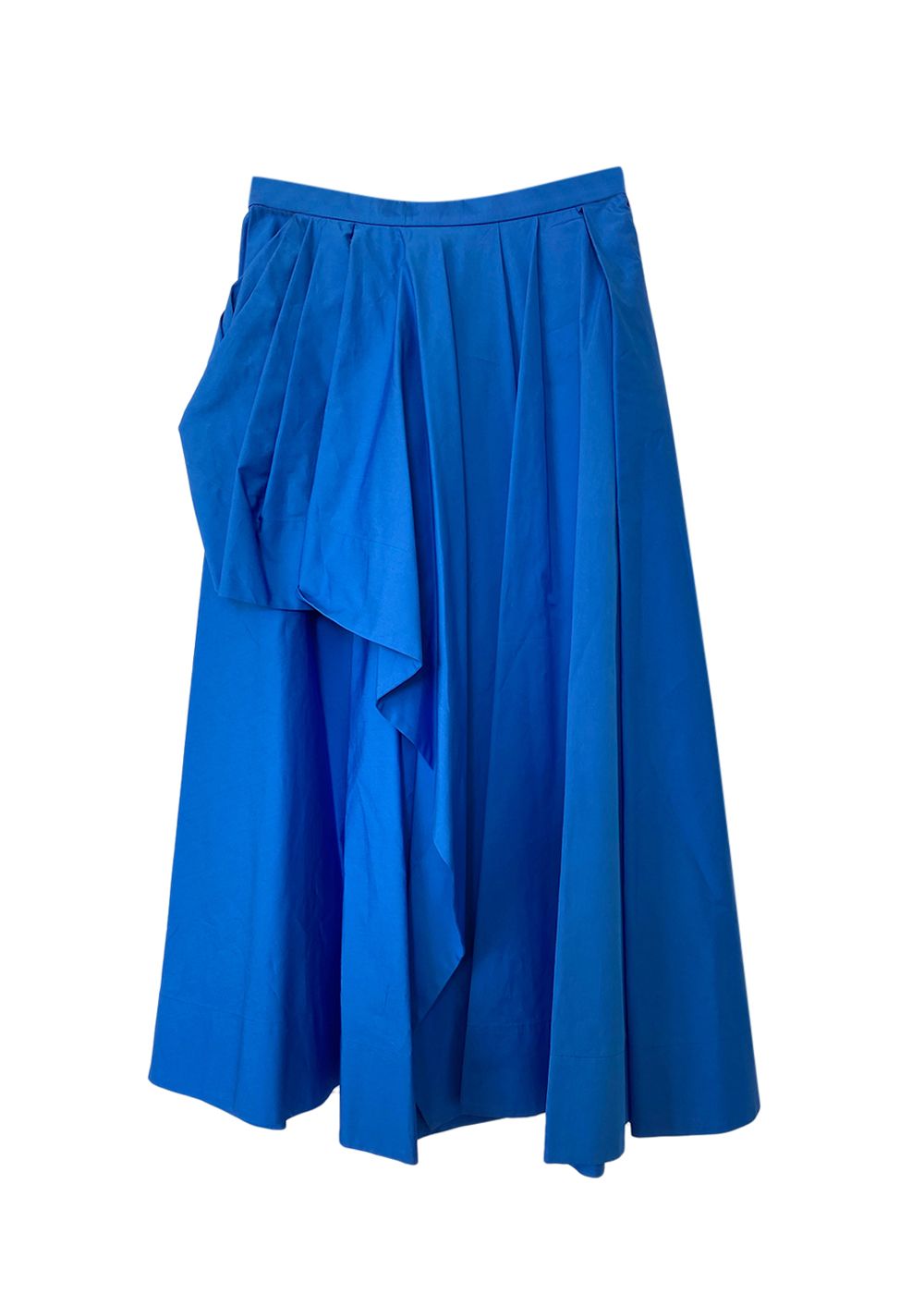 Alexander McQueen Blue Draped Midi Skirt Size S polyester