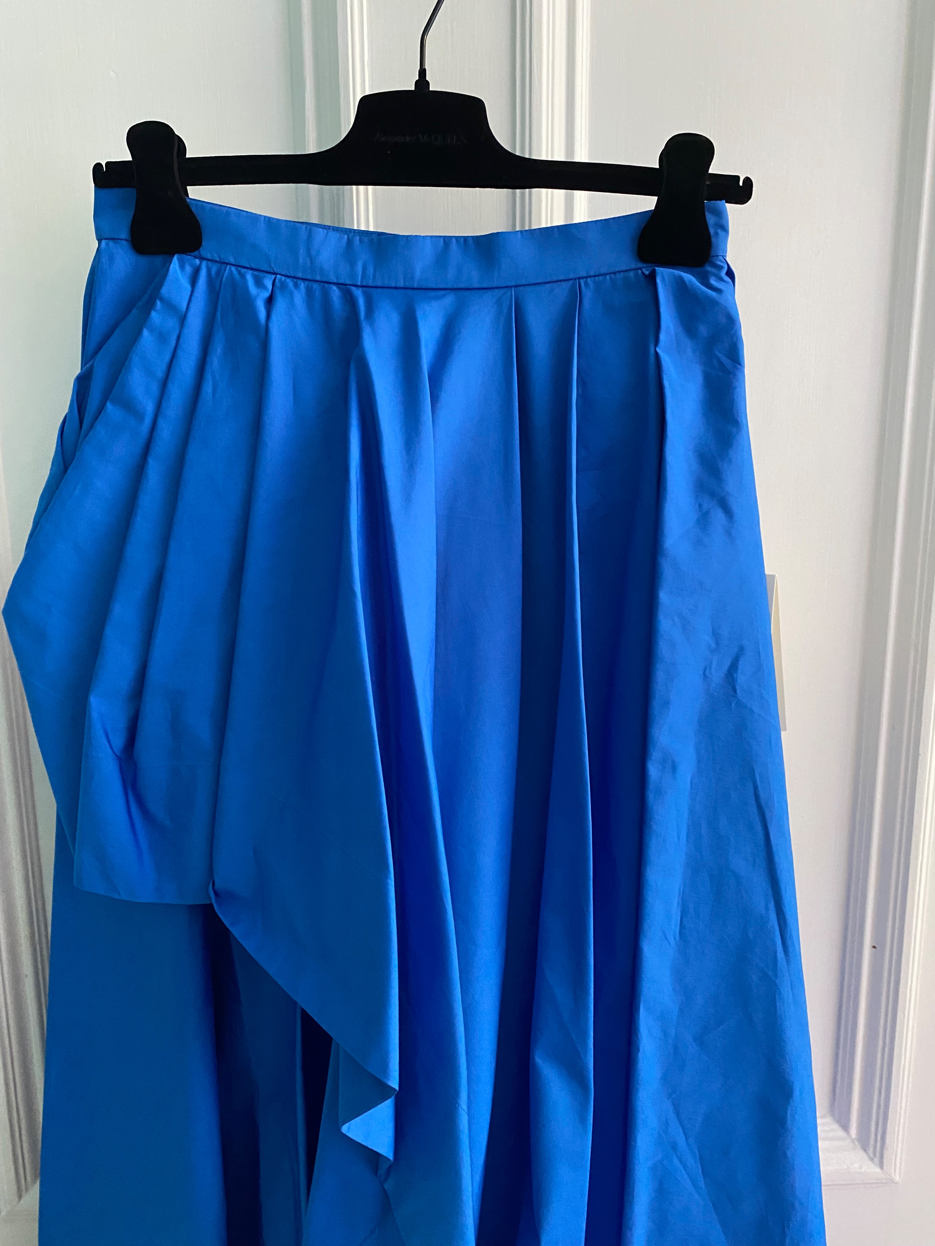 Alexander McQueen Blue Draped Midi Skirt Size S polyester