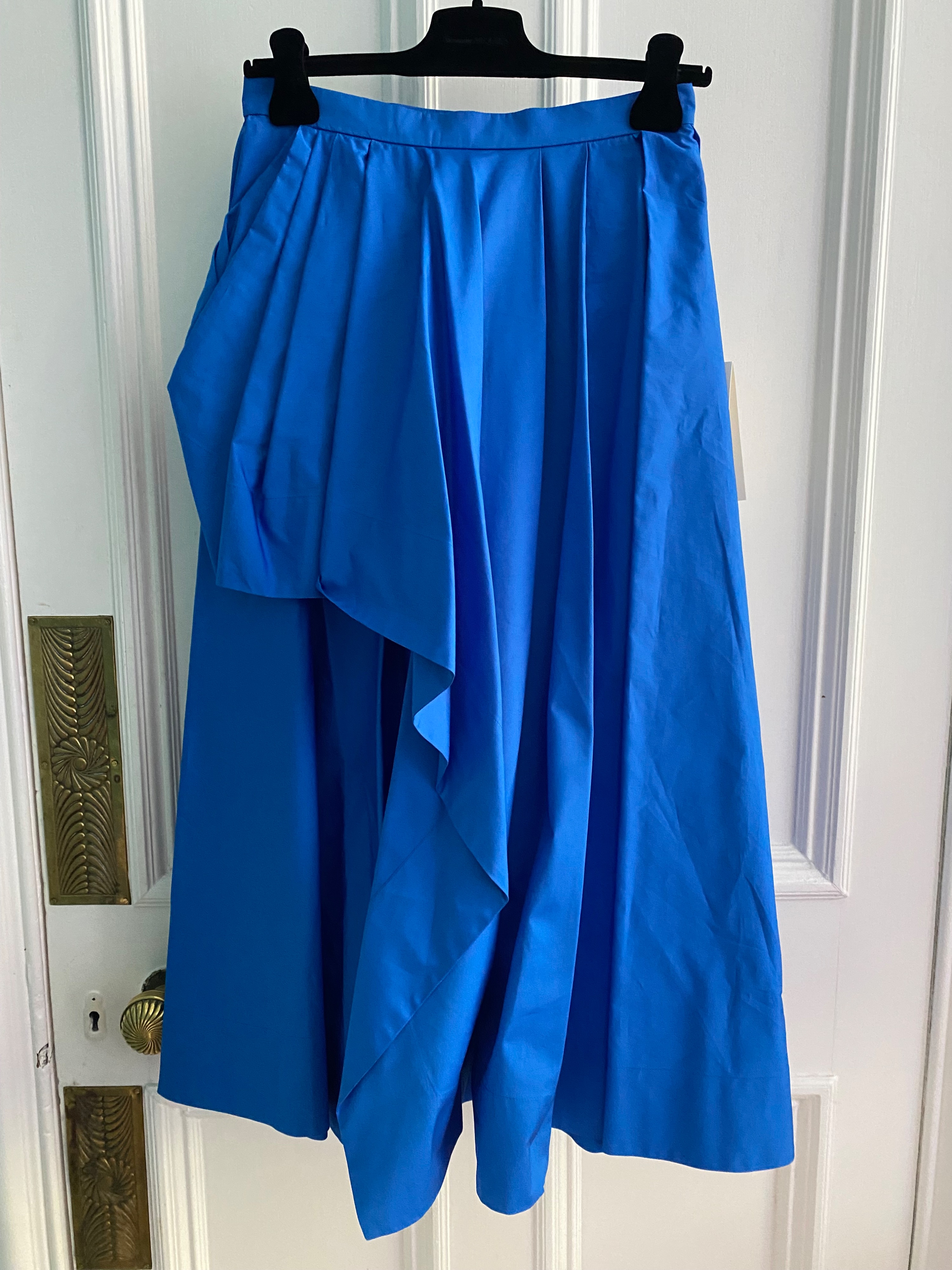 Alexander McQueen Blue Draped Midi Skirt Size S polyester