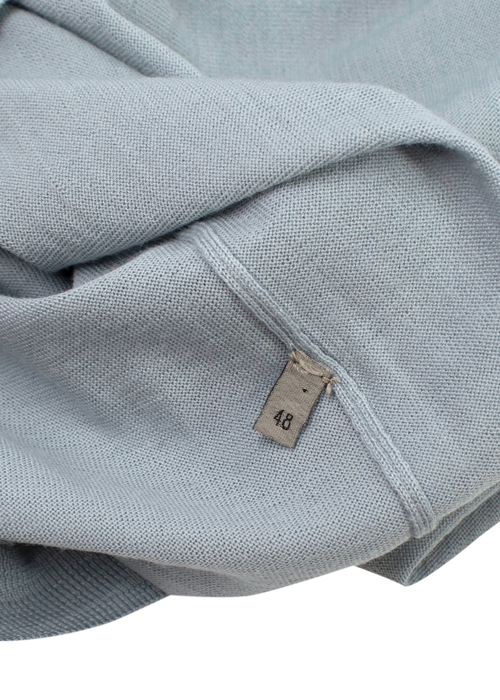 Men's Bottega Veneta Light Blue Fine Knit Jumper with Intrecciato Sleeve Detail Size M wool