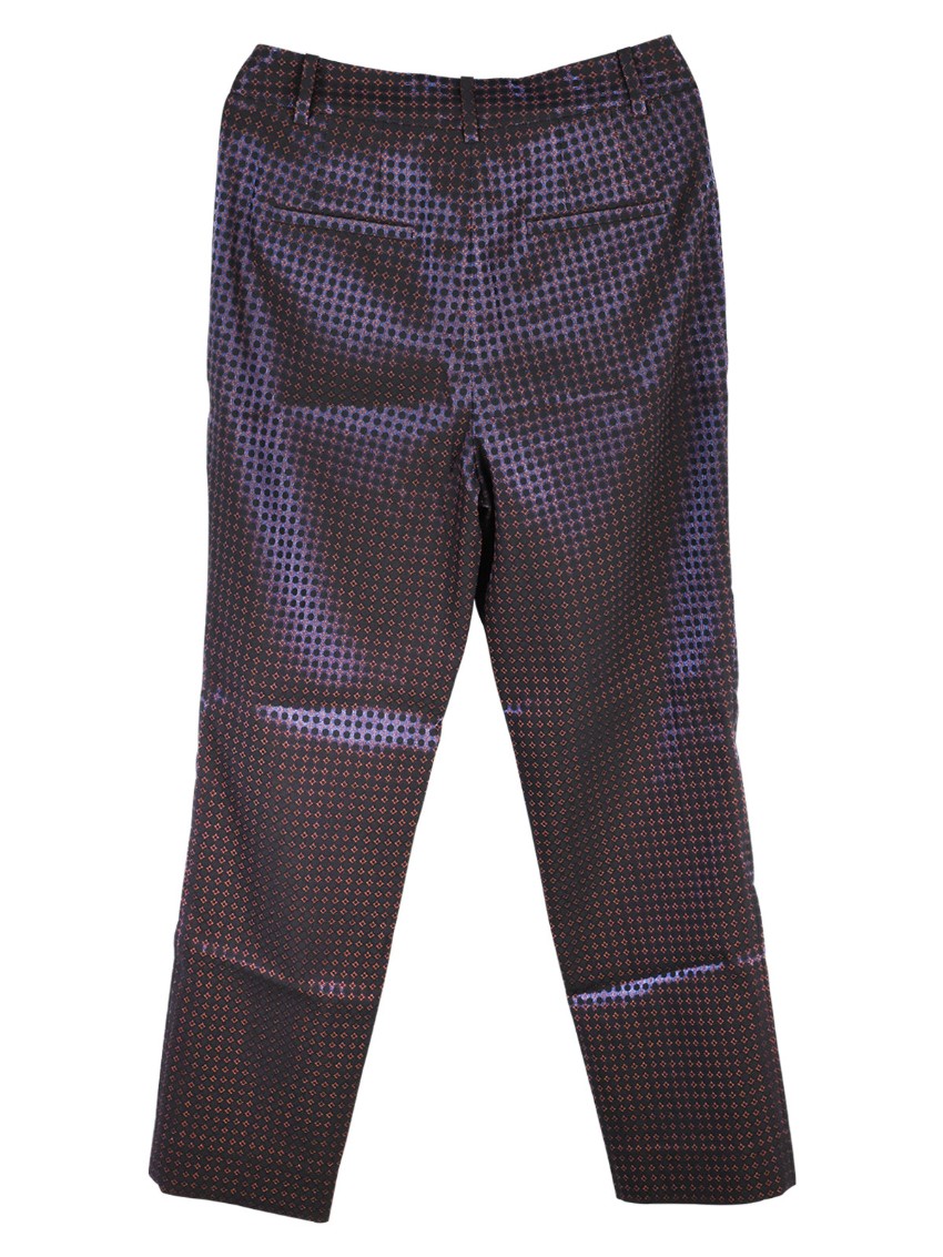 Diane von Furstenberg blue metallic jacquard straight pants Size XS polyester