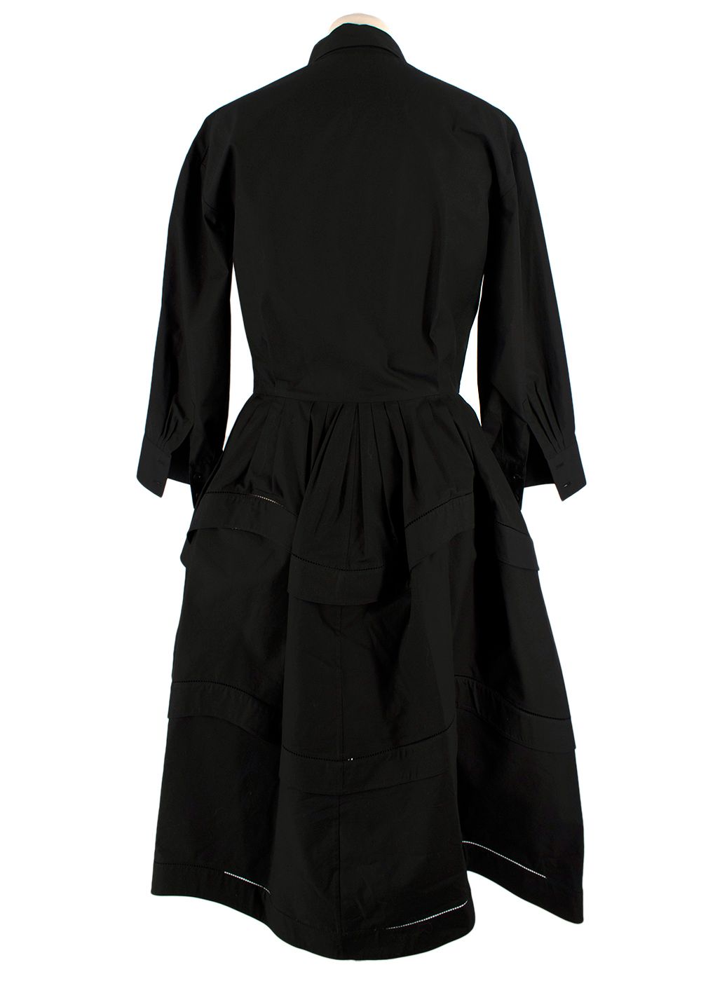 Alaia Black Poplin Midi Shirt Dress Size S cotton