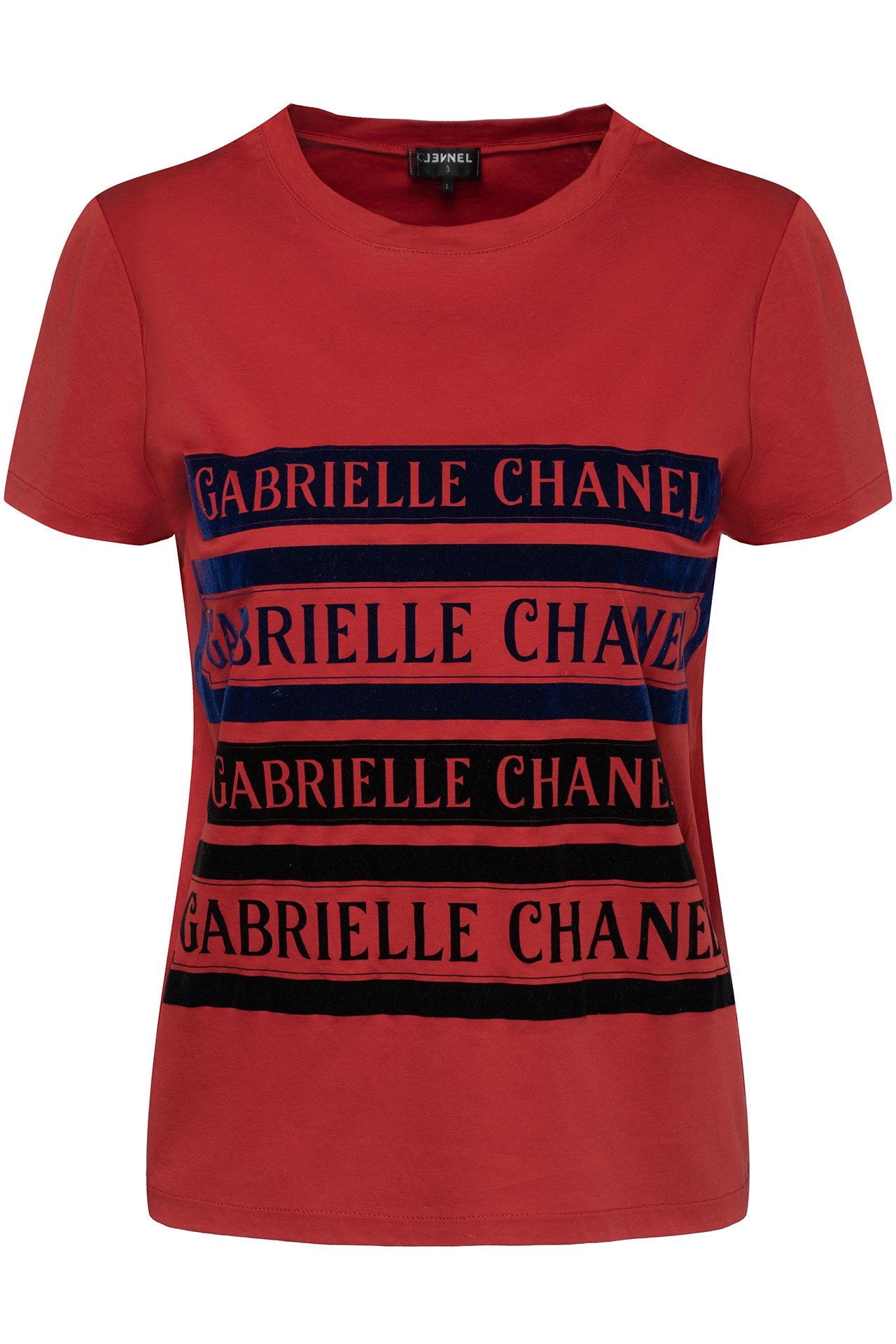 Preowned Chanel Red Gabrielle Velvet Detail T-shirt Size S cotton