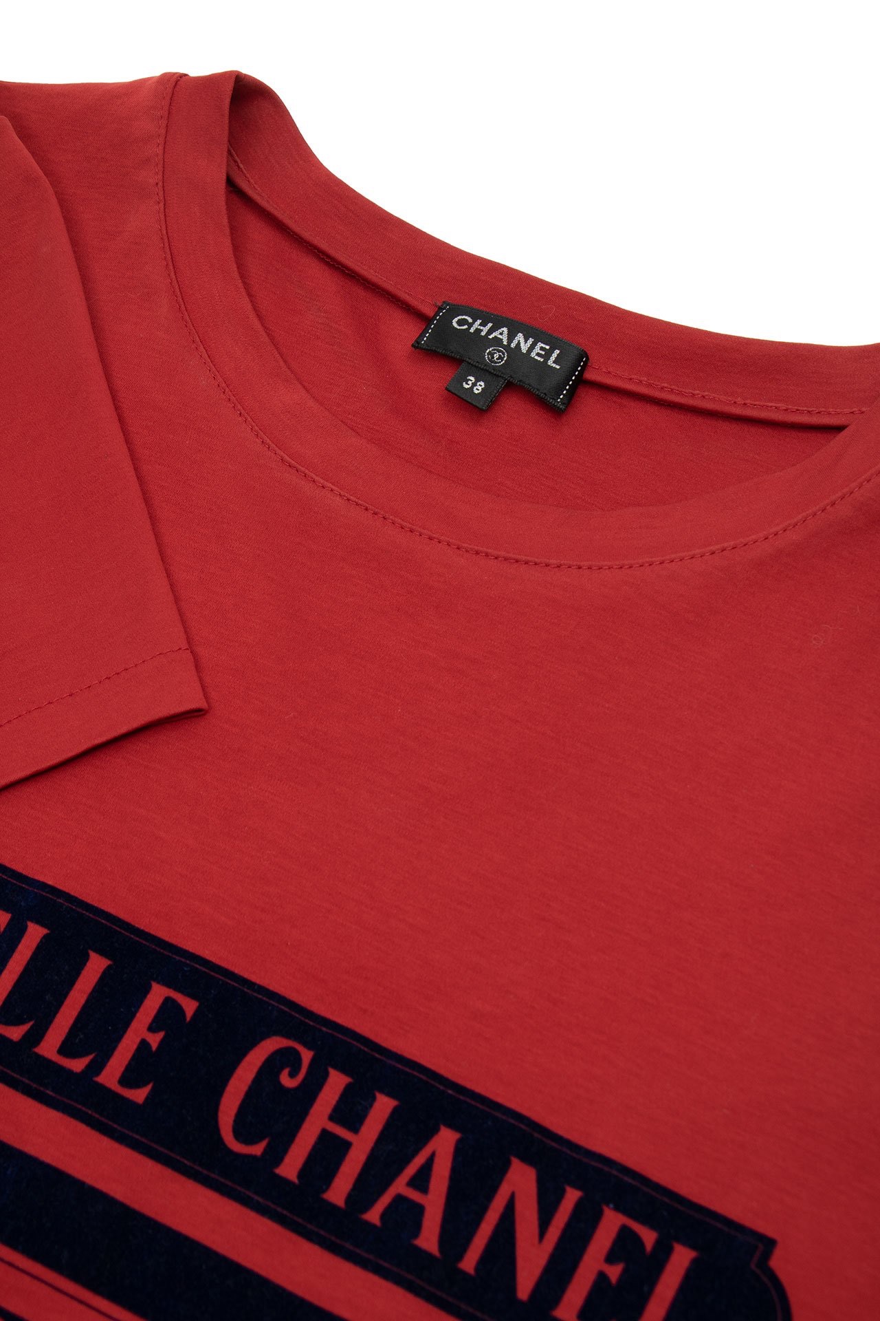 Preowned Chanel Red Gabrielle Velvet Detail T-shirt Size S cotton