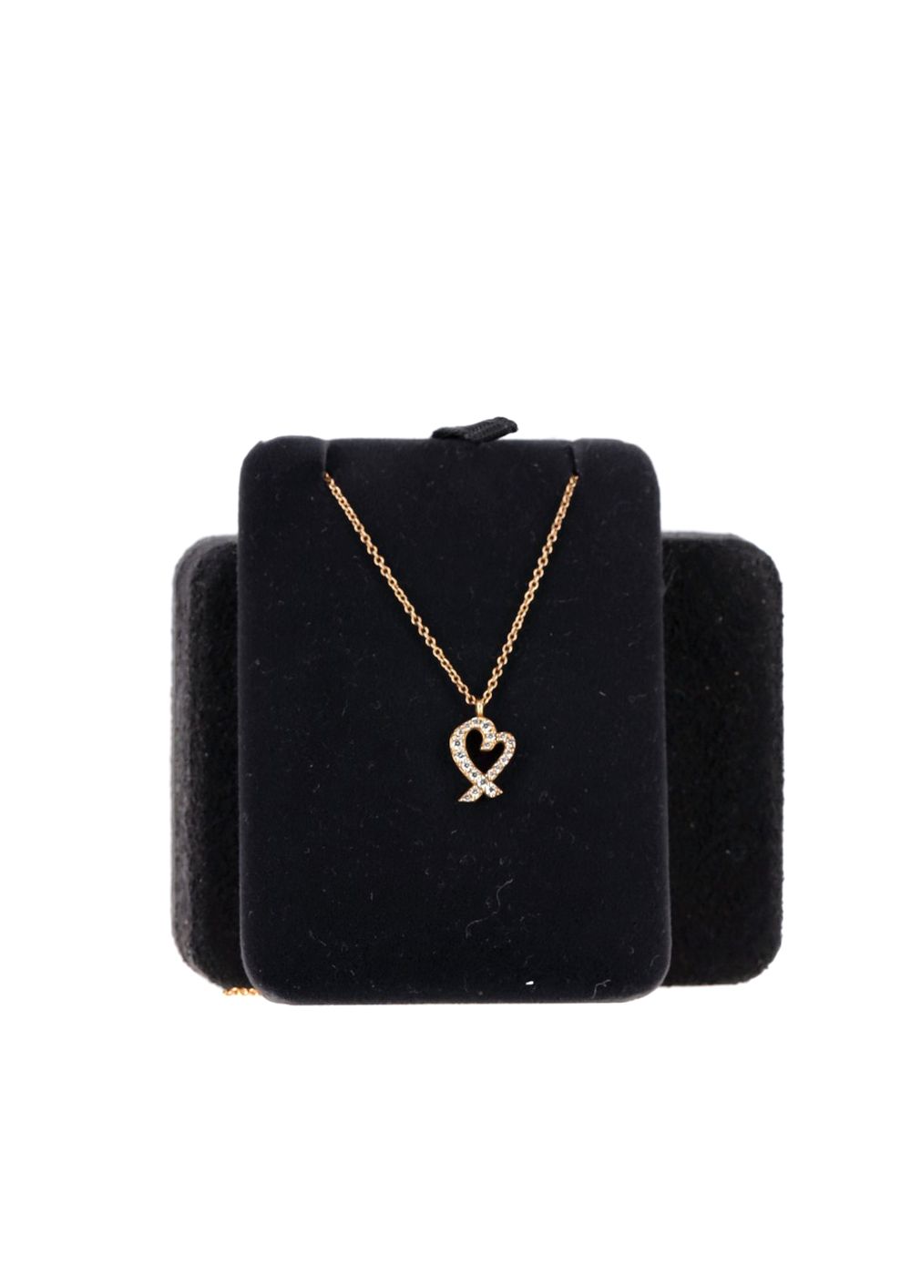 Preowned Tiffany  Co. Paloma Picasso 18K Gold Diamond Loving Heart Pendant Necklace black metal/k gold