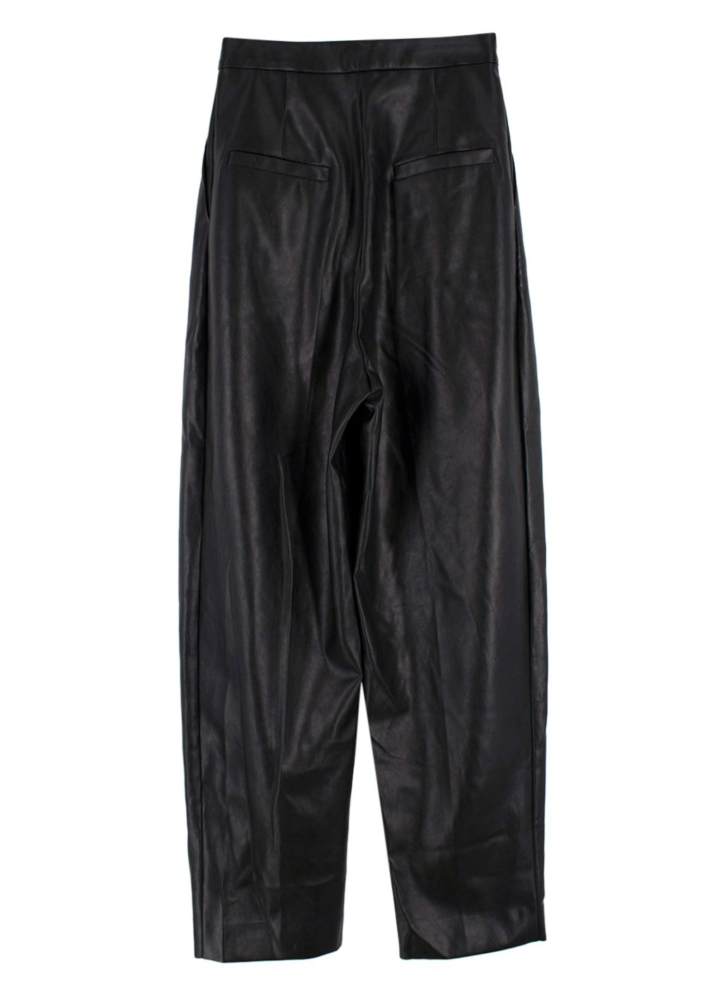 Anouki Black Tapered Leg Faux Leather Trousers Size S polyester