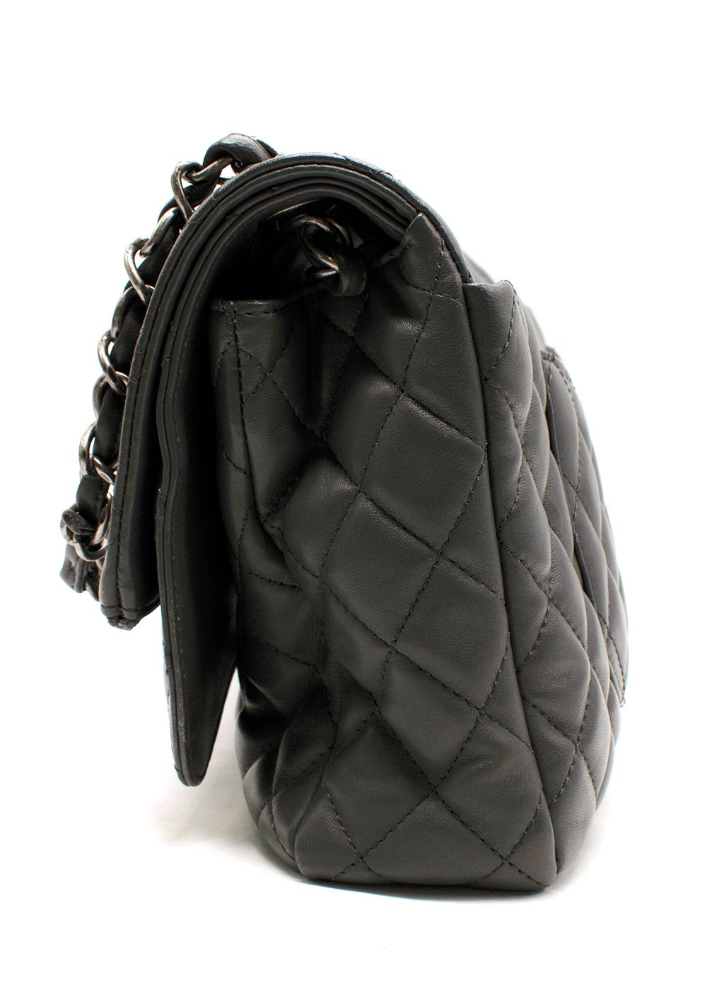 Chanel Grey Jumbo Double  Zip Flap Bag