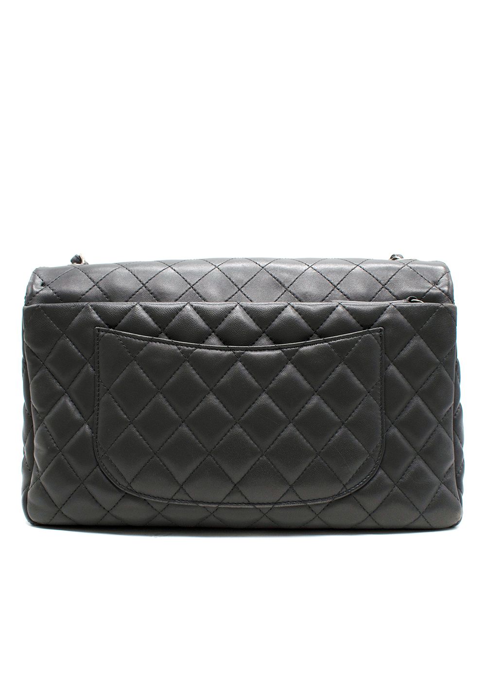 Chanel Grey Jumbo Double  Zip Flap Bag