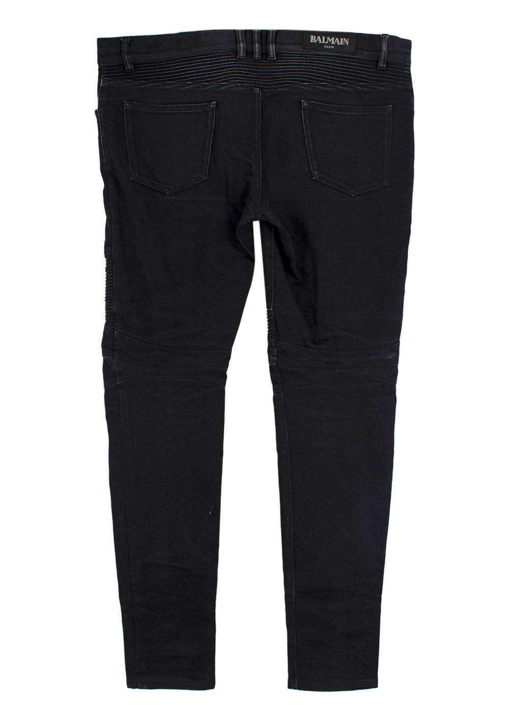 Men's Preowned Balmain Black Distressed Biker Jeans Size S cotton