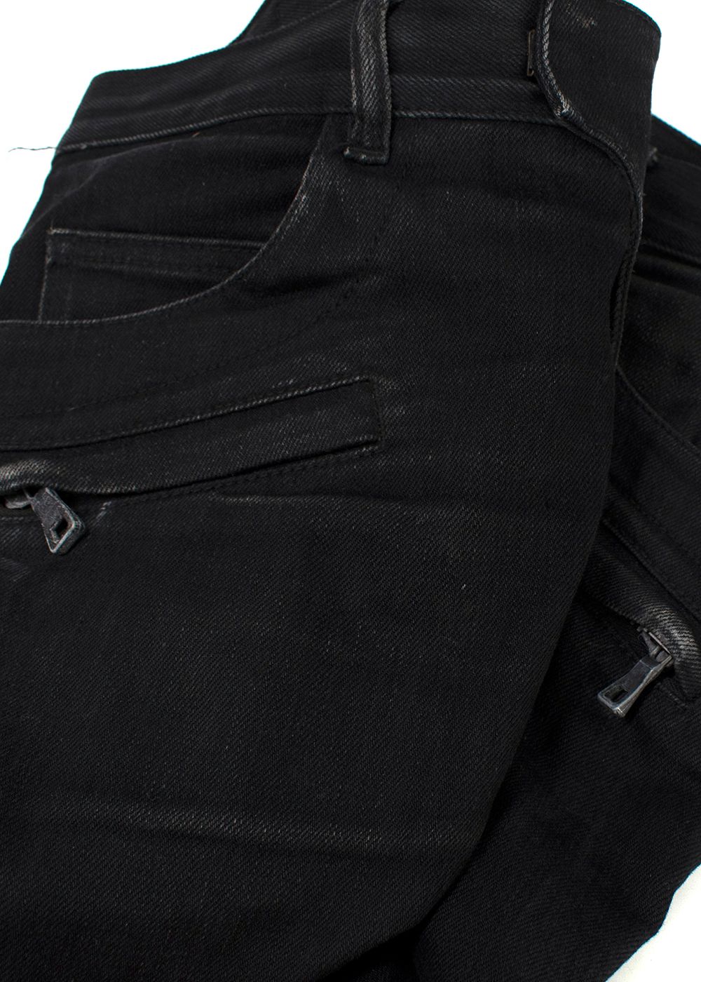 Men's Preowned Balmain Black Distressed Biker Jeans Size S cotton