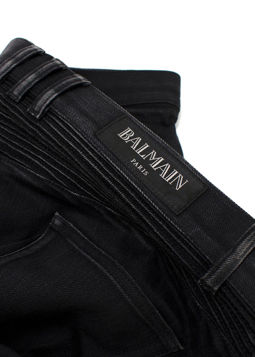 Men's Preowned Balmain Black Distressed Biker Jeans Size S cotton