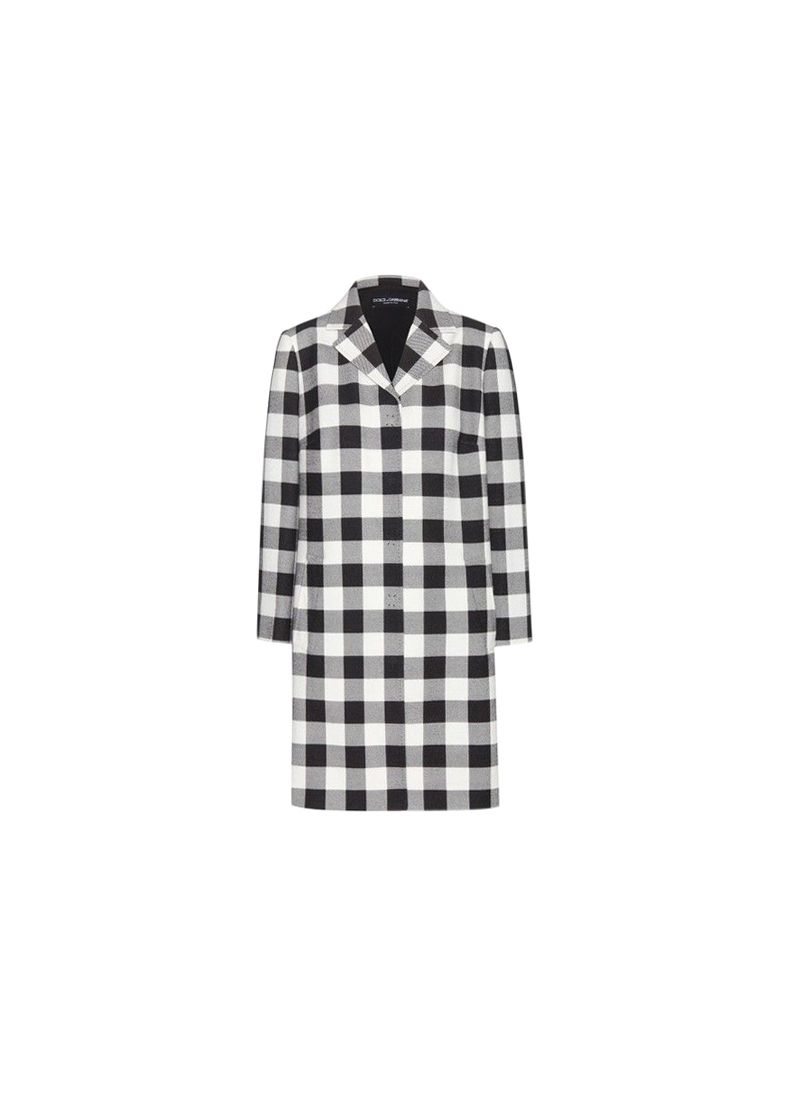 Preowned Dolce  Gabbana Black  white oversize gingham coat Size S Black/Ecru cotton