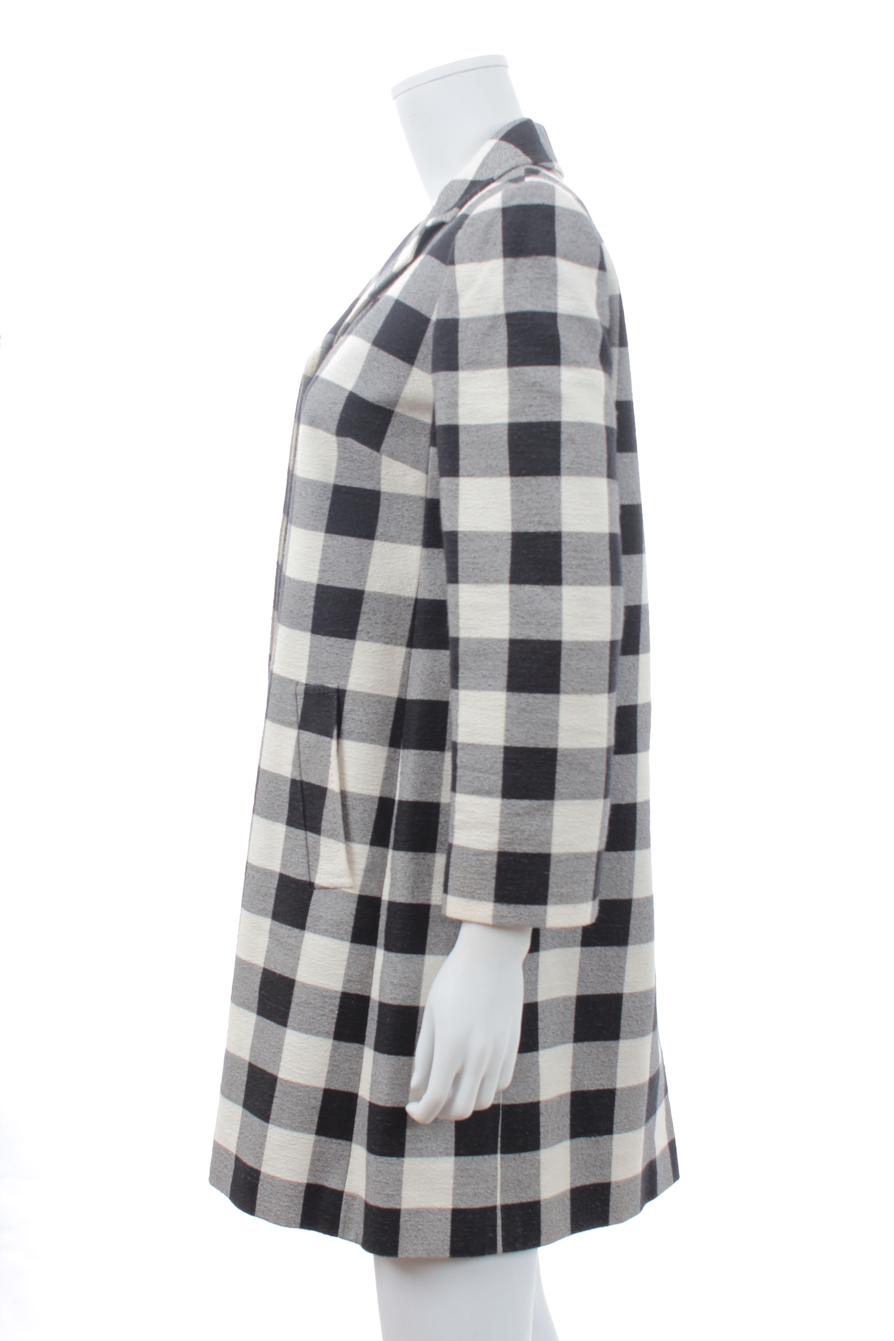 Preowned Dolce  Gabbana Black  white oversize gingham coat Size S Black/Ecru cotton