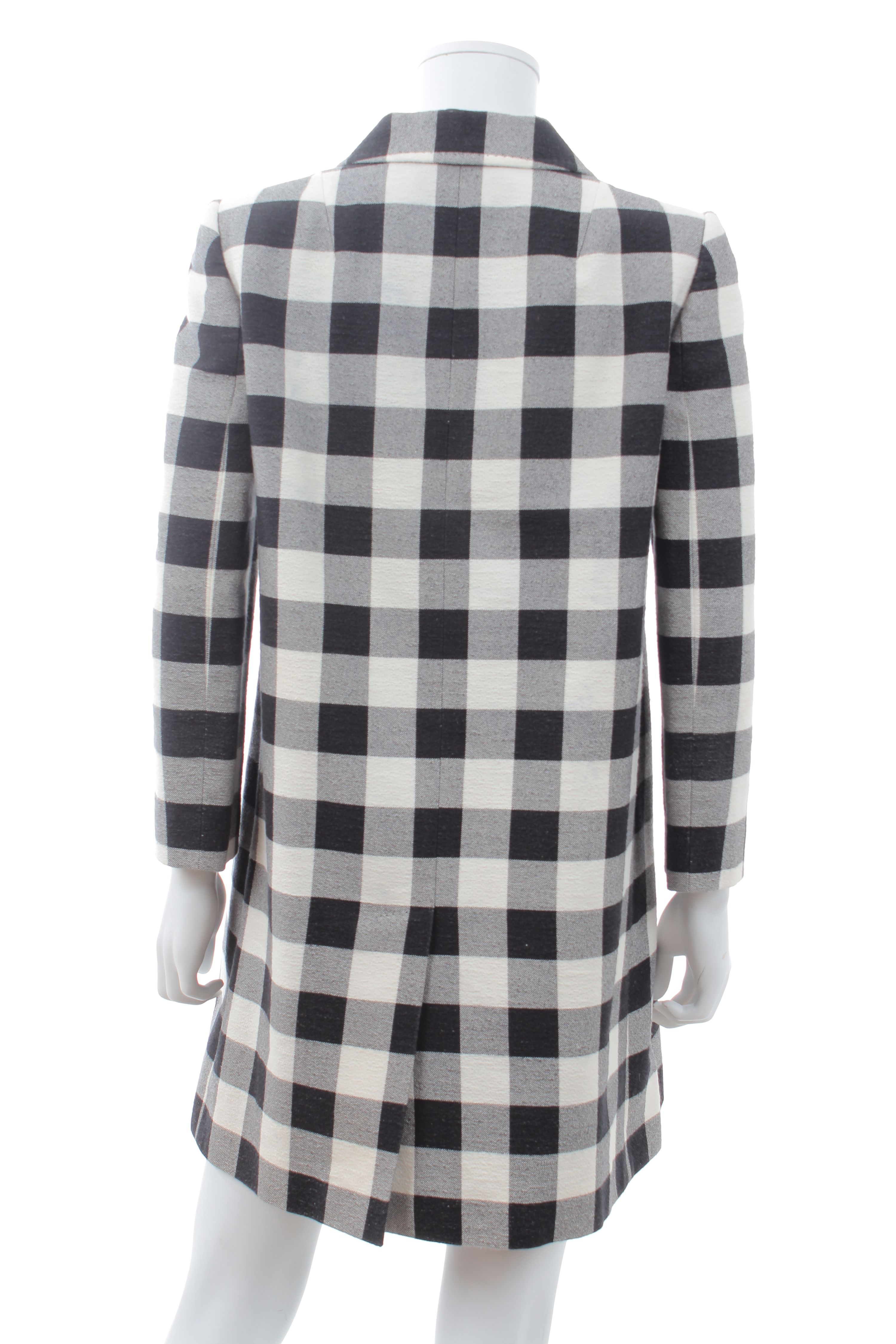 Preowned Dolce  Gabbana Black  white oversize gingham coat Size S Black/Ecru cotton