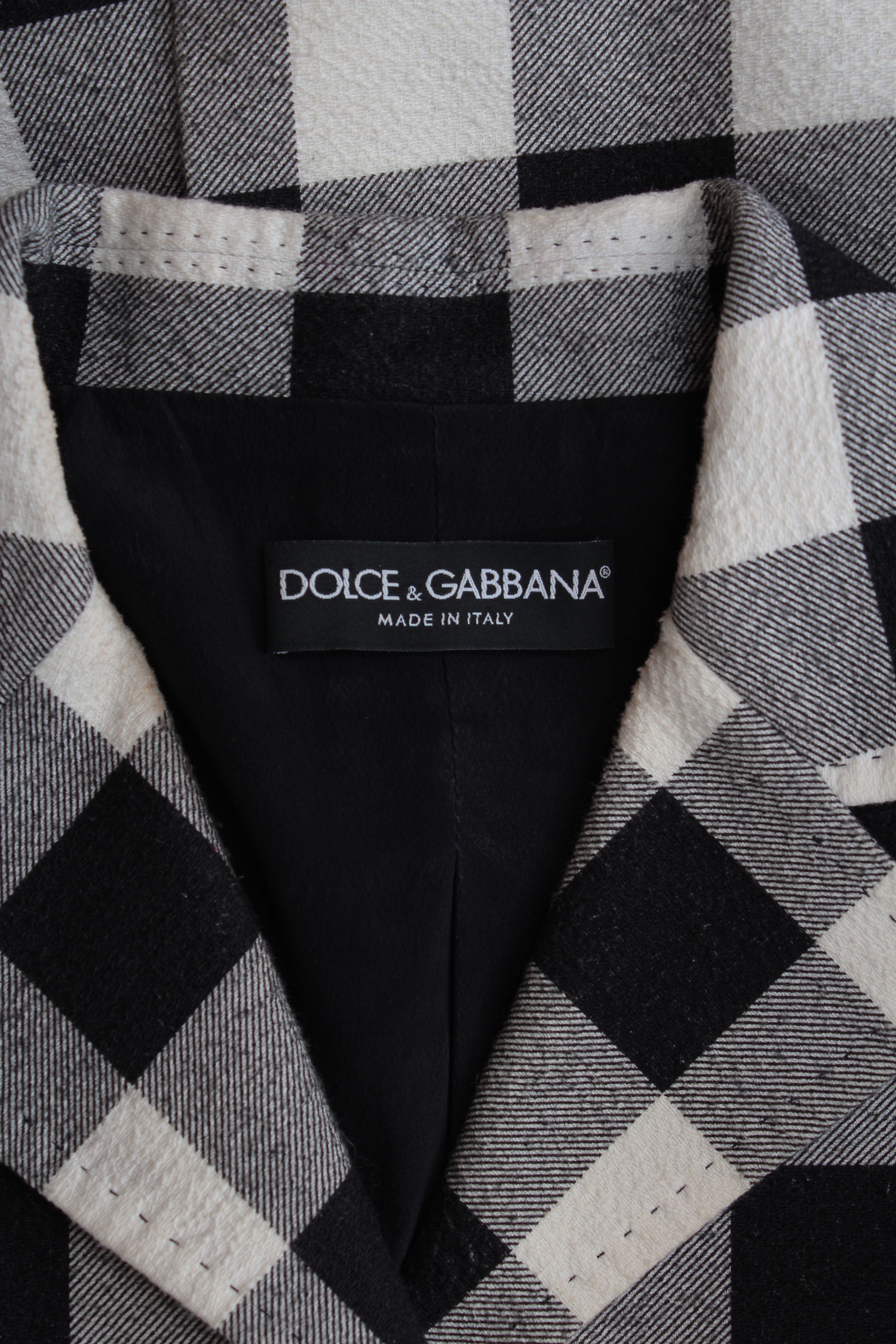 Preowned Dolce  Gabbana Black  white oversize gingham coat Size S Black/Ecru cotton