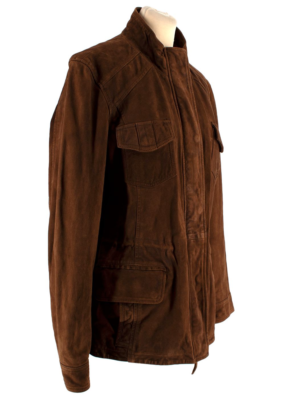 Preowned Brown Suede Jacket Size S leather