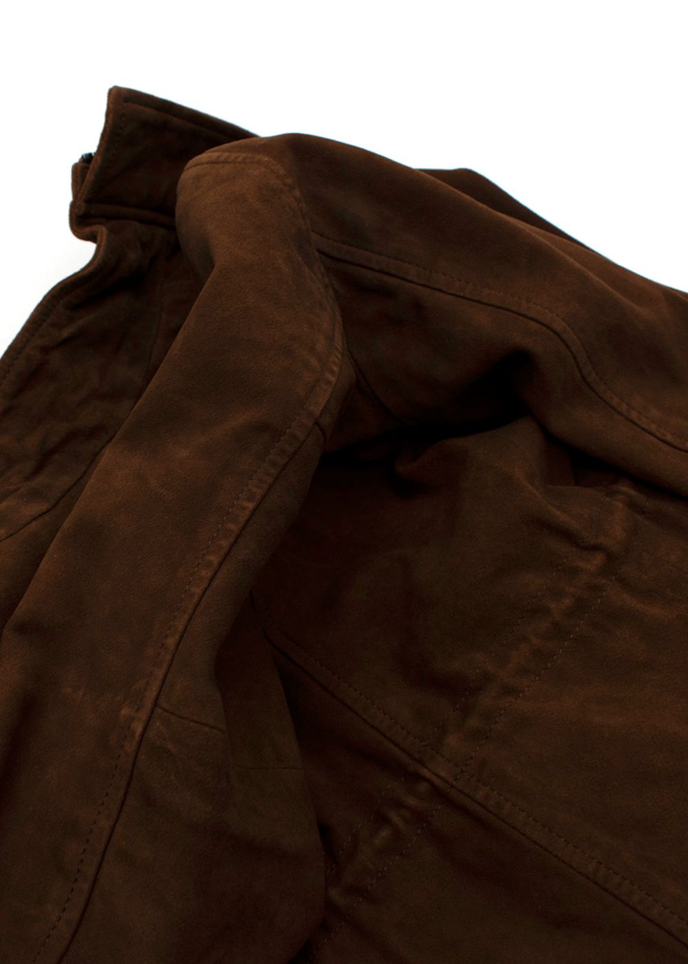 Preowned Brown Suede Jacket Size S leather