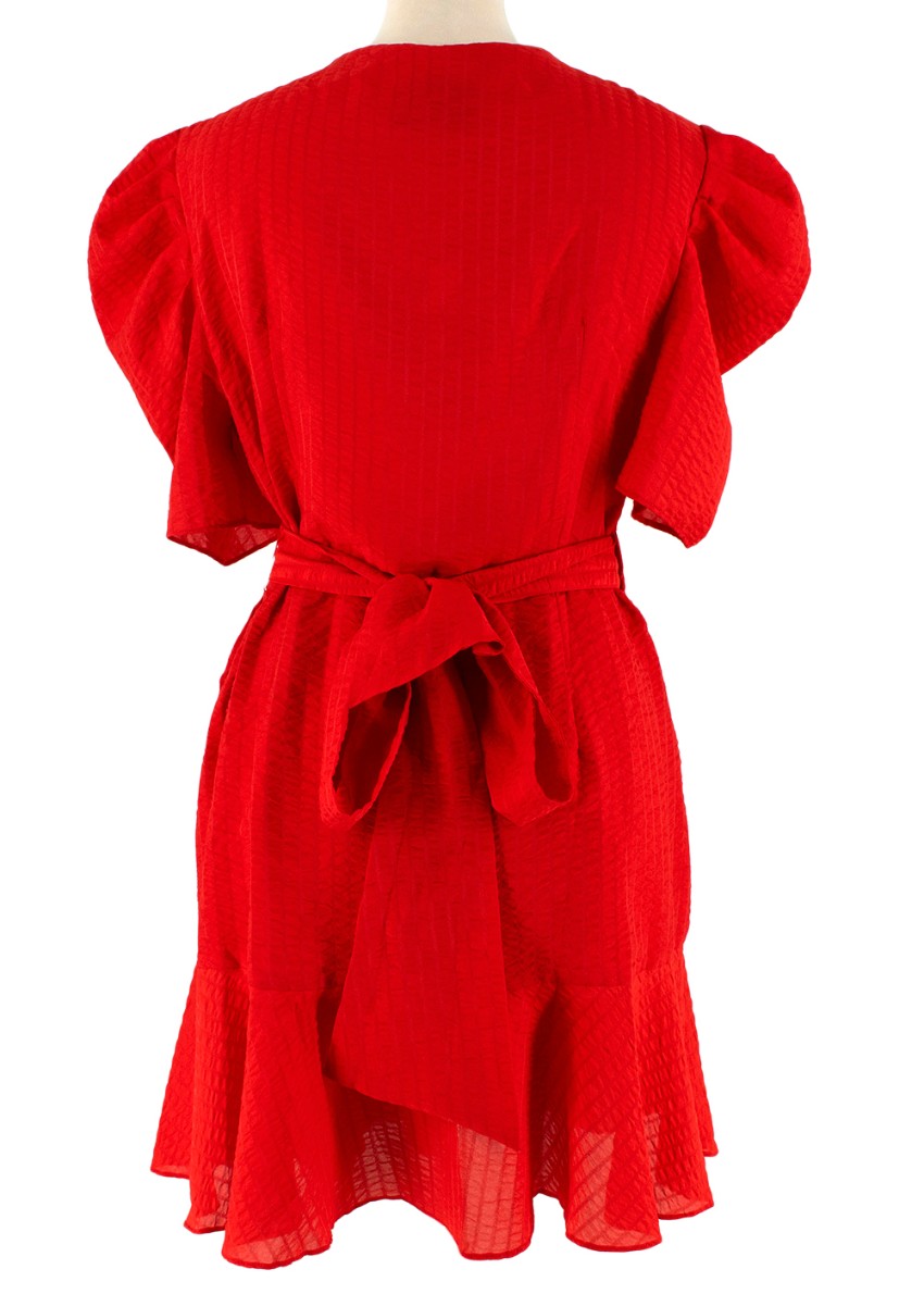 C/MEO Collective Red Advance Ruffle Wrap Dress Size L polyester