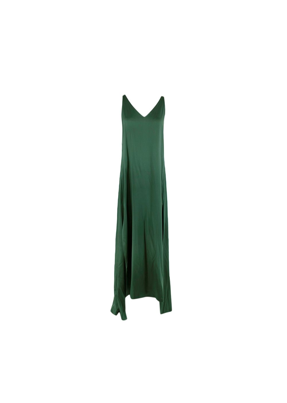 Preowned Rosetta Getty Emerald Silk Low Back Gown Size XS emerald green dark green