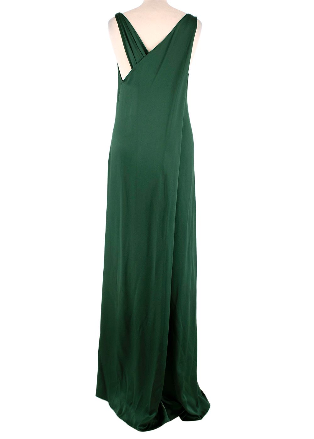 Preowned Rosetta Getty Emerald Silk Low Back Gown Size XS emerald green dark green